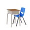 Emma and Oliver Jacobs Desk/Chair Set with Metal Open Front Storage Box, Desktop, Metal Frame and Stackable Flex Comfort Classroom Chair